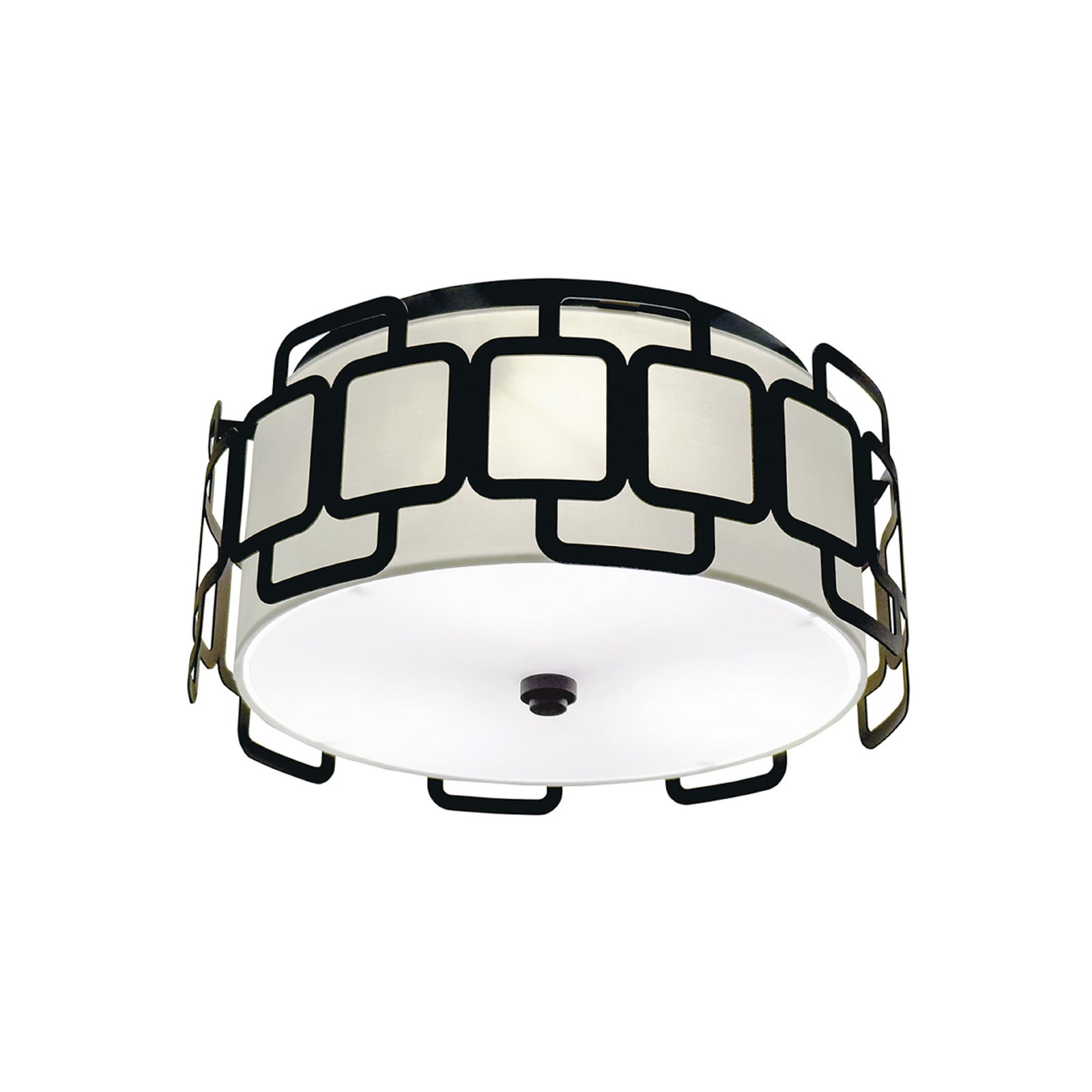 Griestu lampa „Sabina“, melna, Ø 38 cm, metāls/tekstilija, 3 x E27