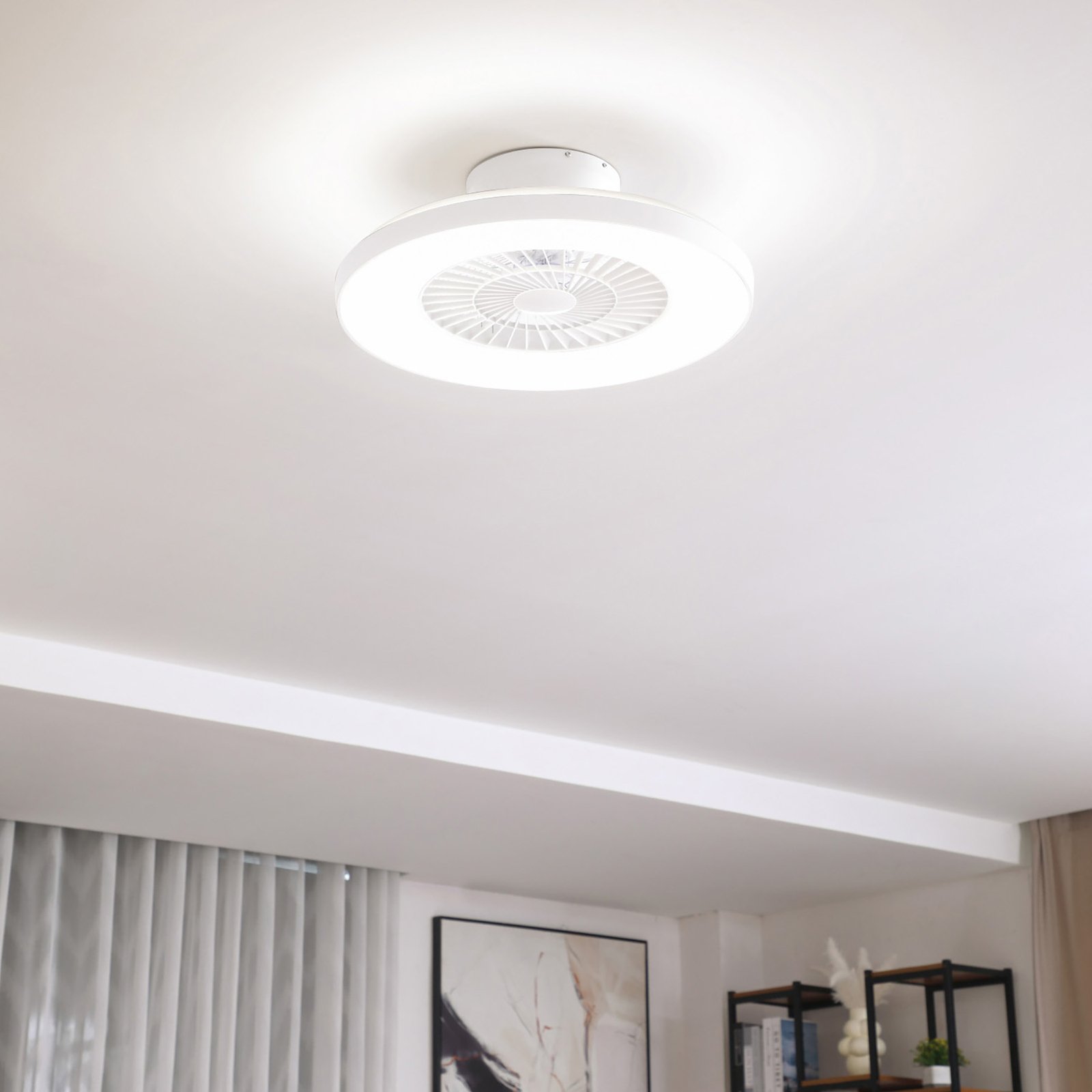 Lindby Smart LED stropný ventilátor Paavo, biely, tichý, Tuya