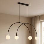 Candeeiro suspenso Alison, preto/branco, 4 lâmpadas, arco, 129 cm