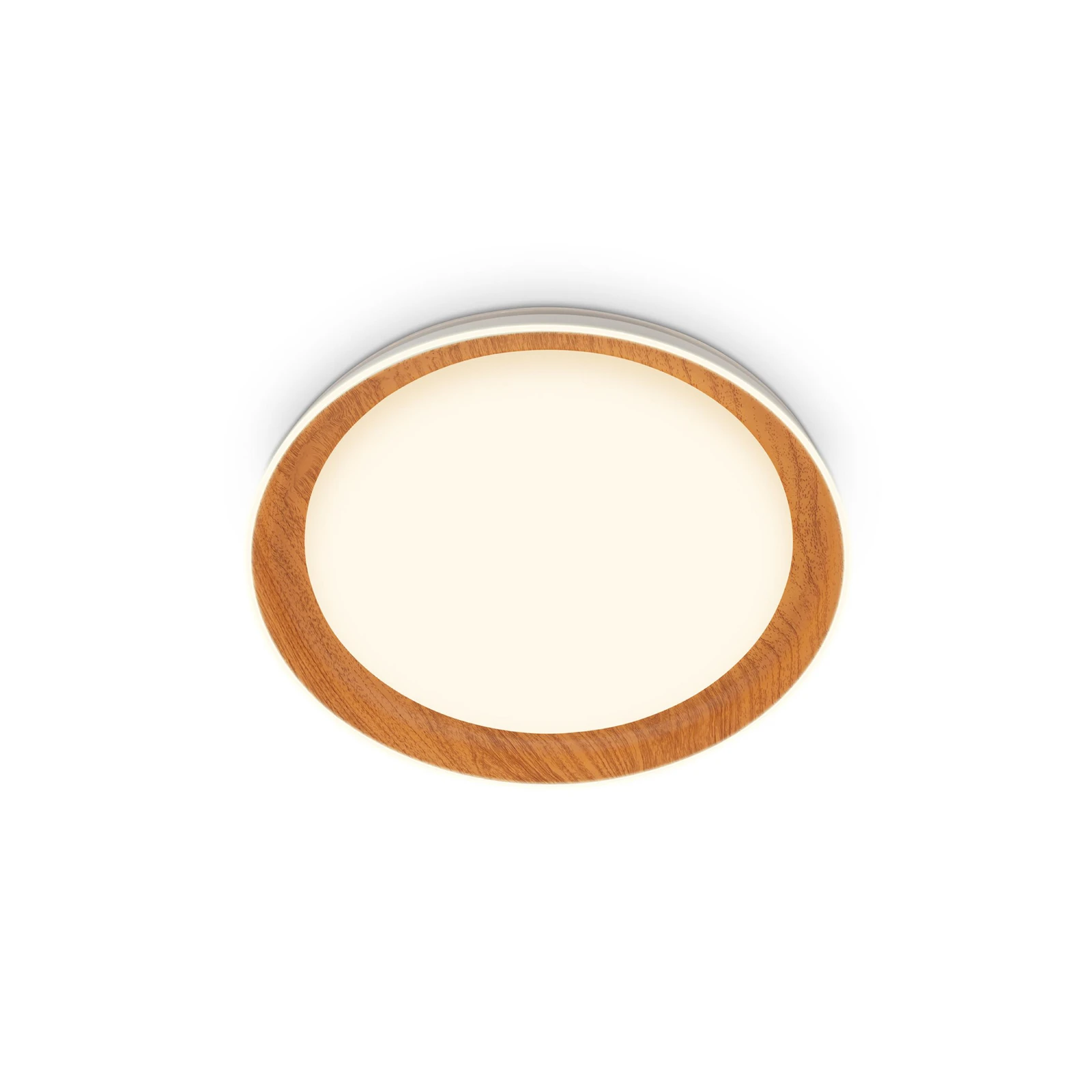 Plafonnier LED Ijus, blanc/couleur bois, Ø 43 cm, plastique