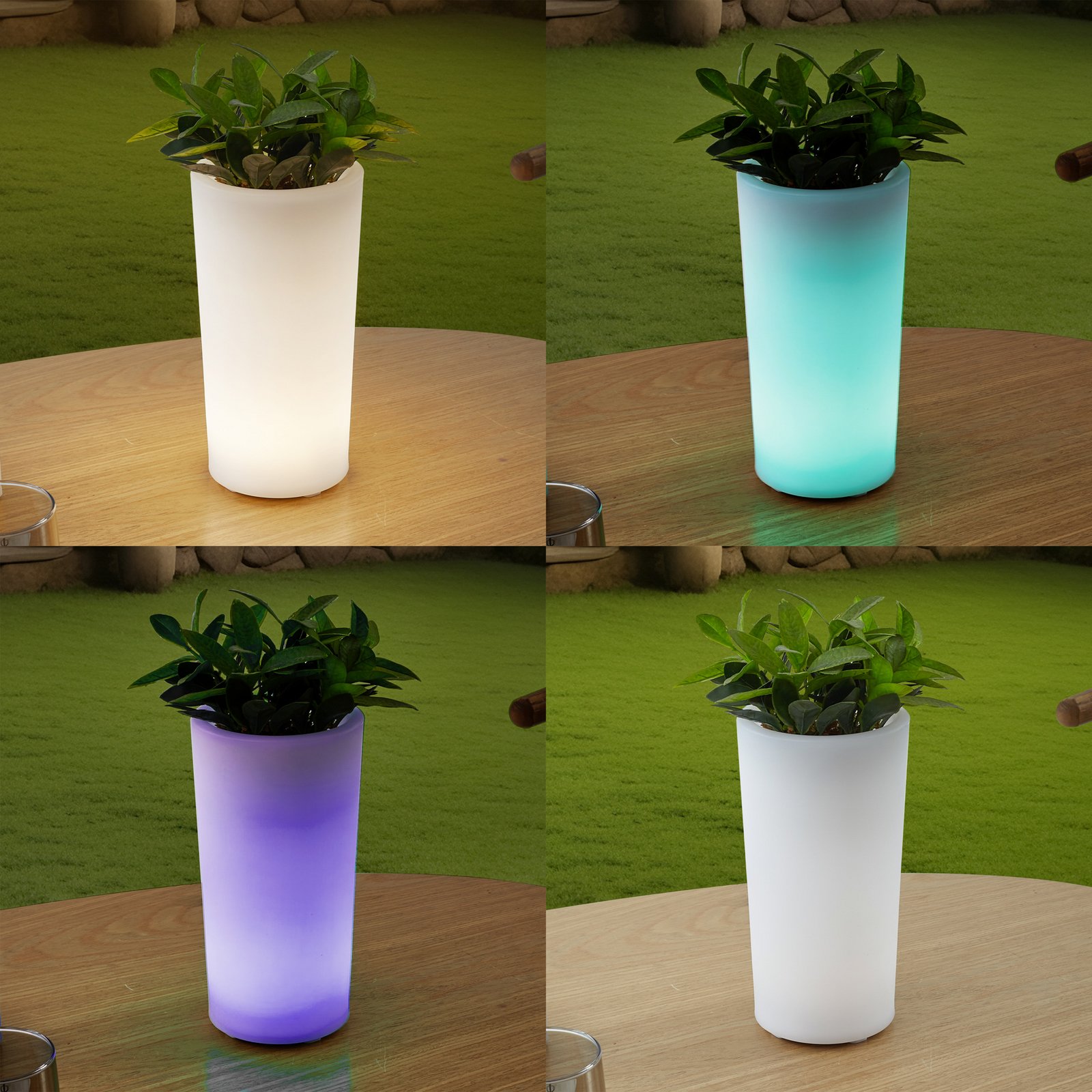 Akumulatorowy wazon na kwiaty LED Florista, RGB, IP54, Ø 12 cm, biały