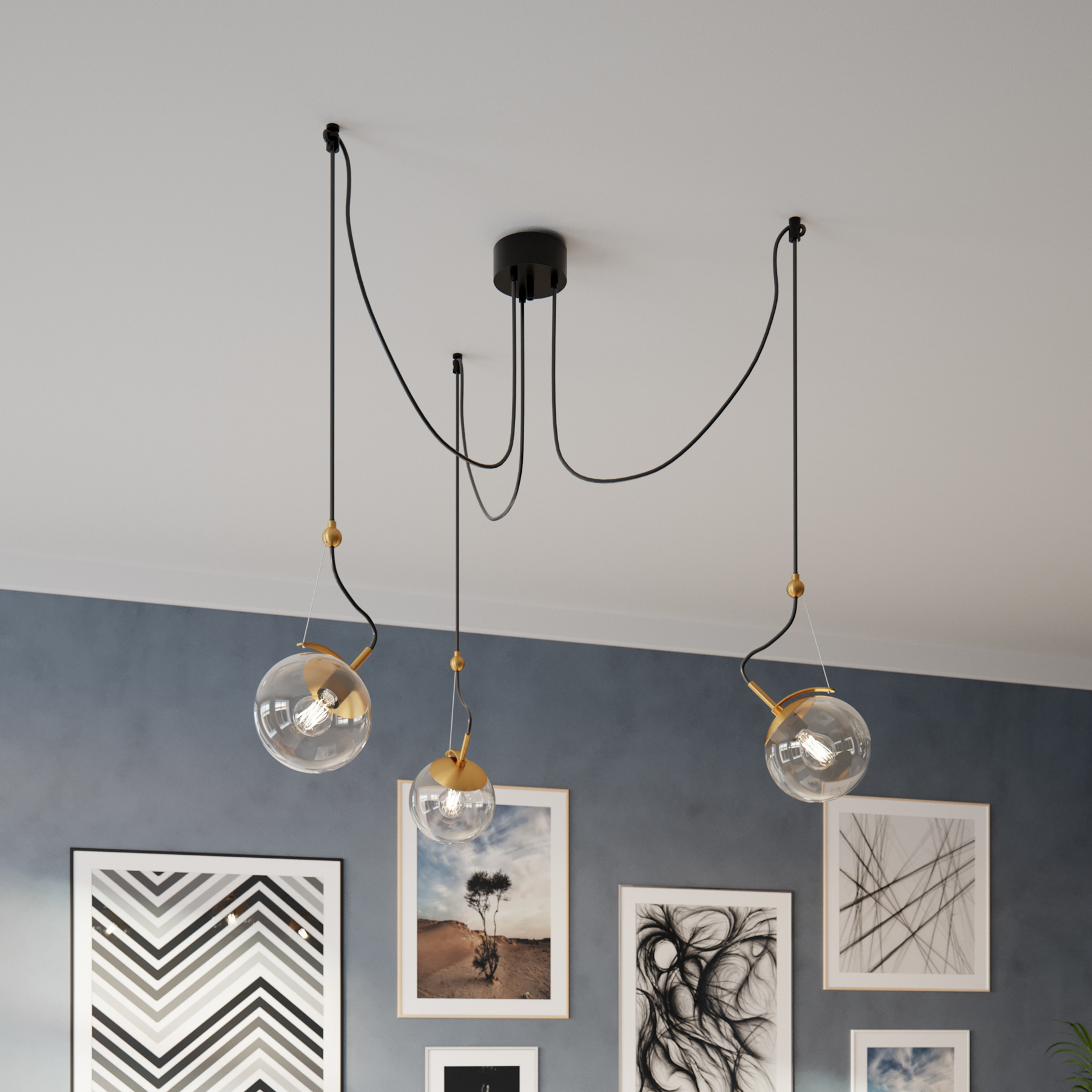 By Rydéns Carry suspension, décentrée, à 3 lampes