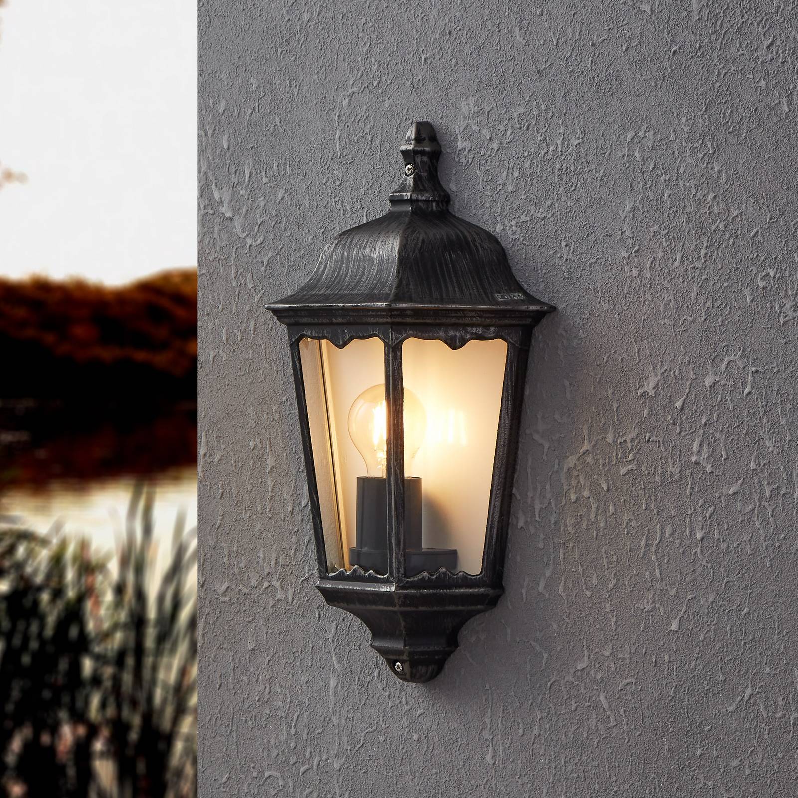 EGLO Applique d'extérieur Navedo, noir/argent, hauteur 43 cm