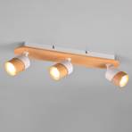 Spot pour plafond Aruni en bois à 3 lampes blanc