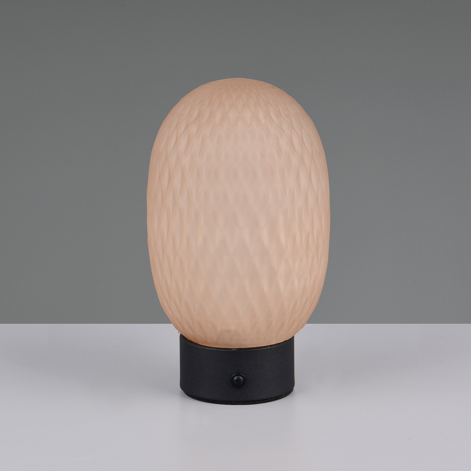 LED rechargeable table lamp Facette, amber, USB, glass