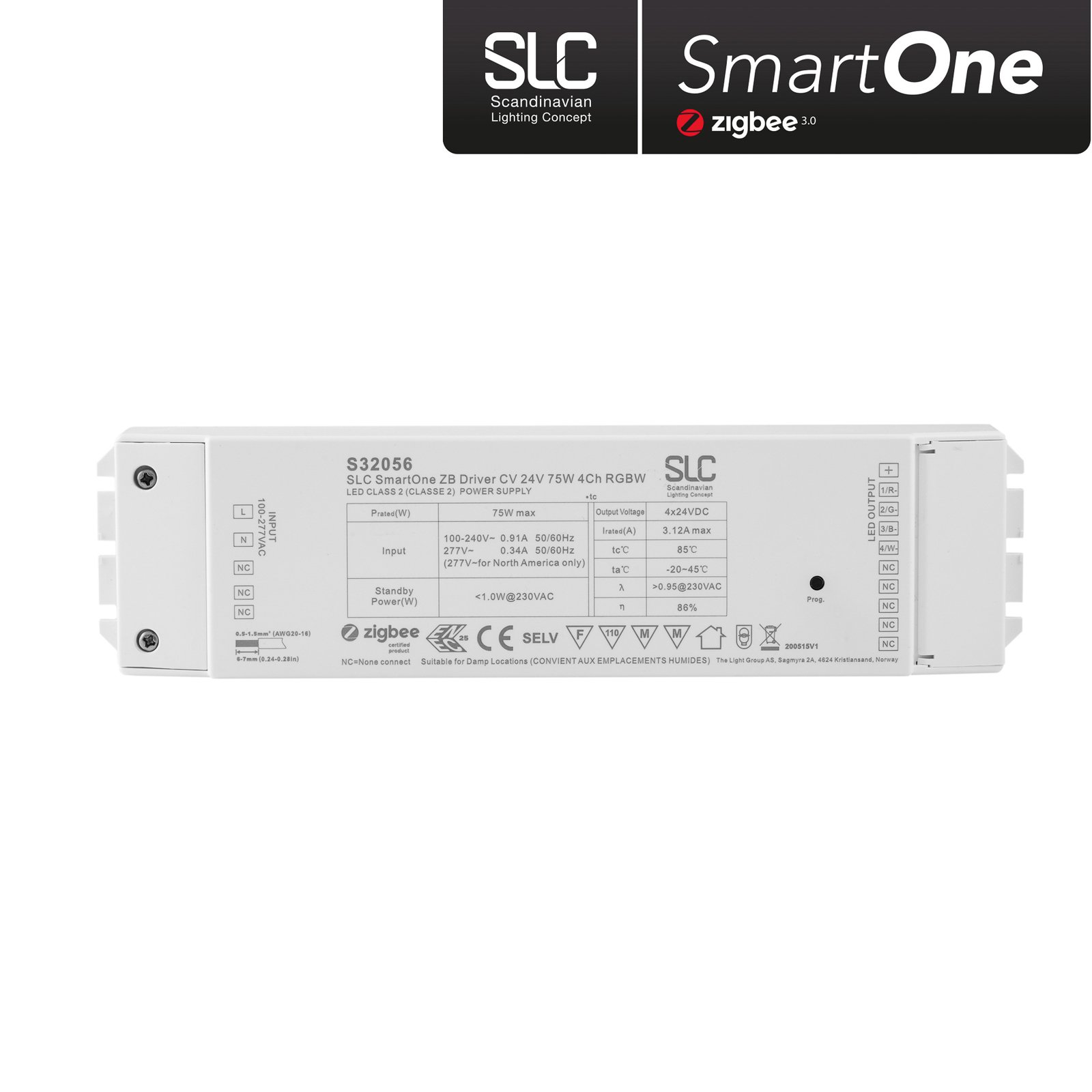SLC SmartOne strømfors. ZigBee CV 24V 75W PWM RGBW