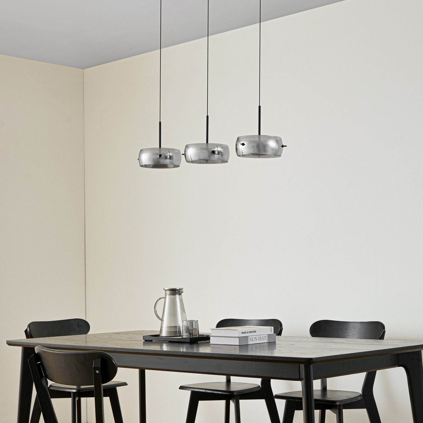 Lucande LED-Hängeleuchte Martis, schwarz, 3-flg., step-dim