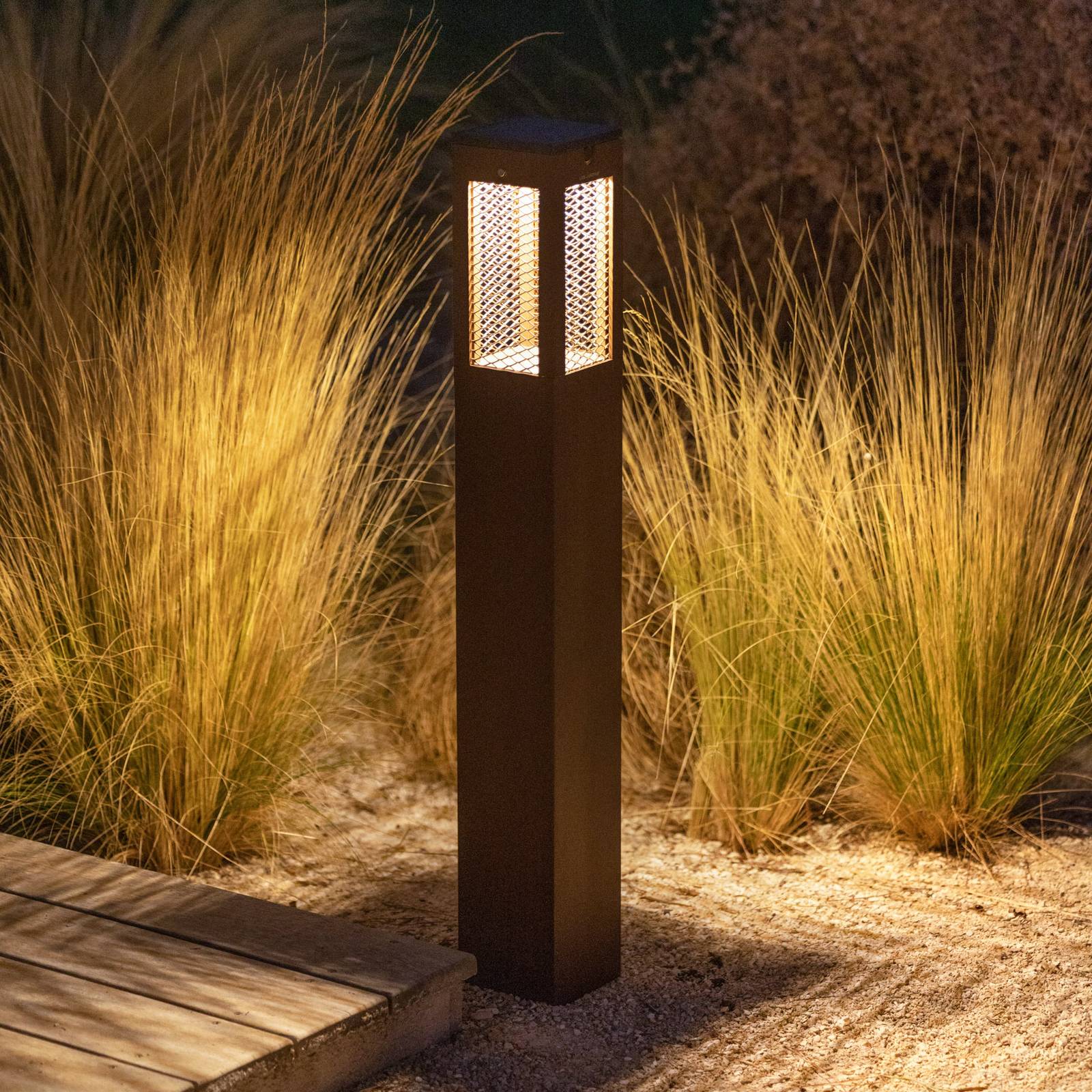 Les Jardins LED-solcellslampa Tradition Sensor Corten 90cm