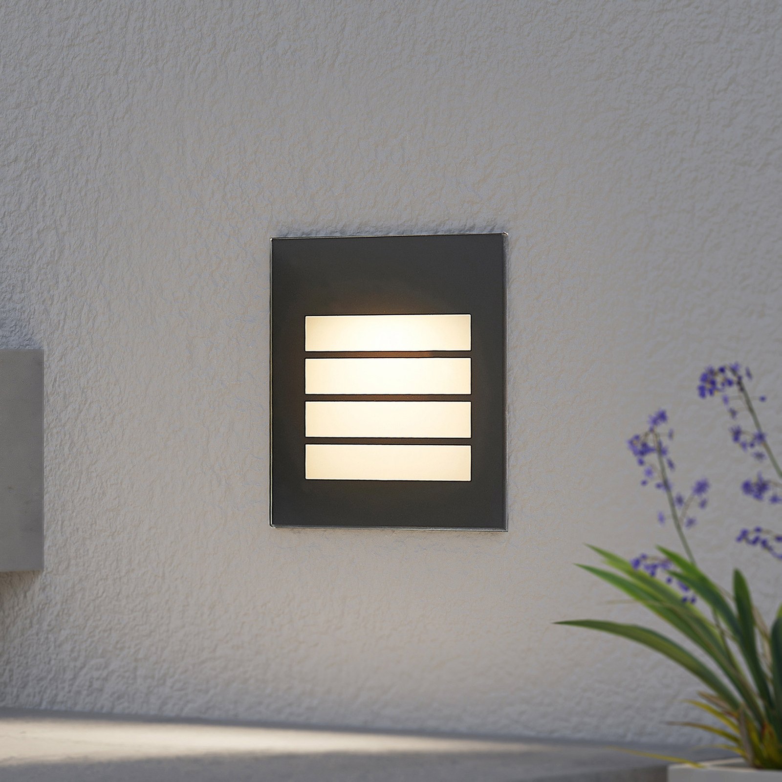 Arcchio Yariki LED recessed wall lamp louvre black