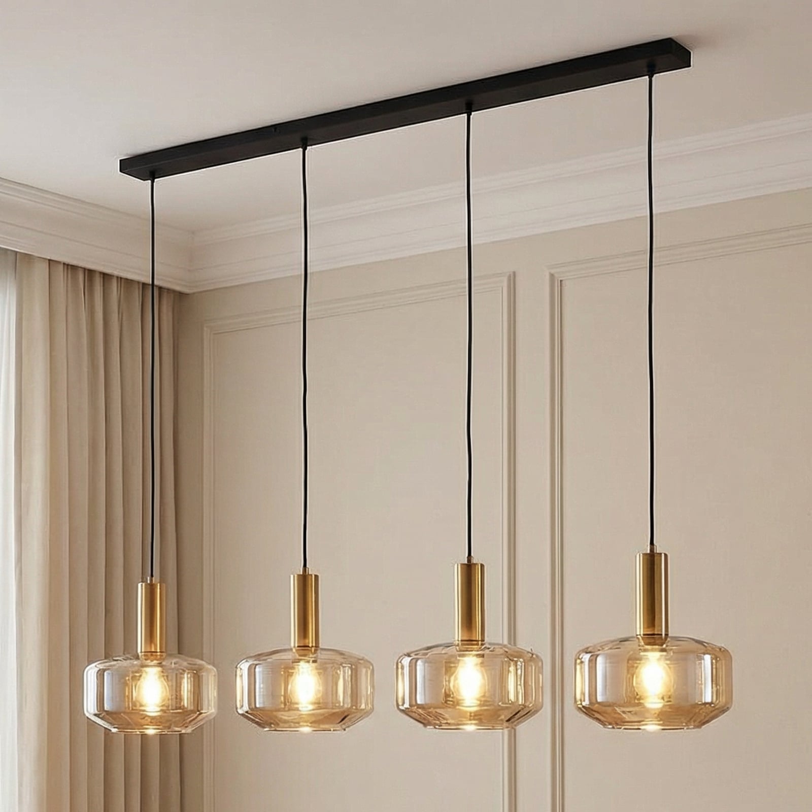 Hildur 4 Suspension 118cm Fumé Gris/Laiton - Lindby