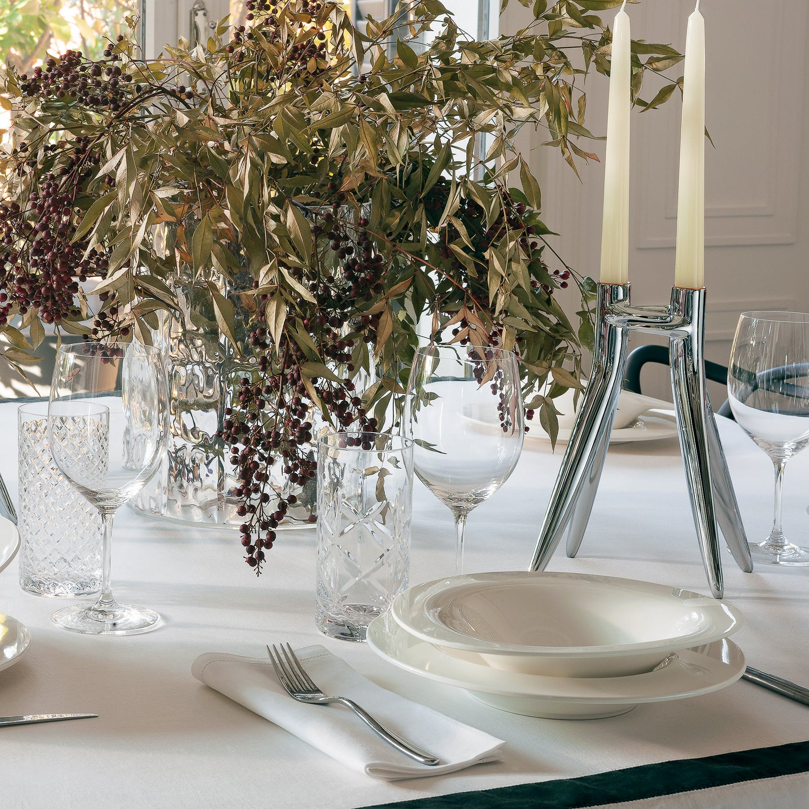 Abbracciaio Kerzenhalter, chrom, Höhe 25 cm, Alu - Kartell