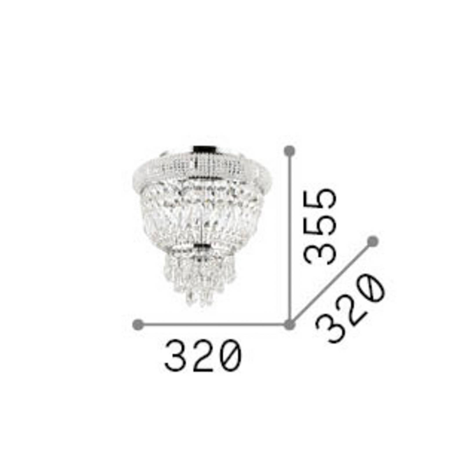 Plafonnier IDEAL LUX Dubai laiton/transparent, Ø 32 cm, cristal