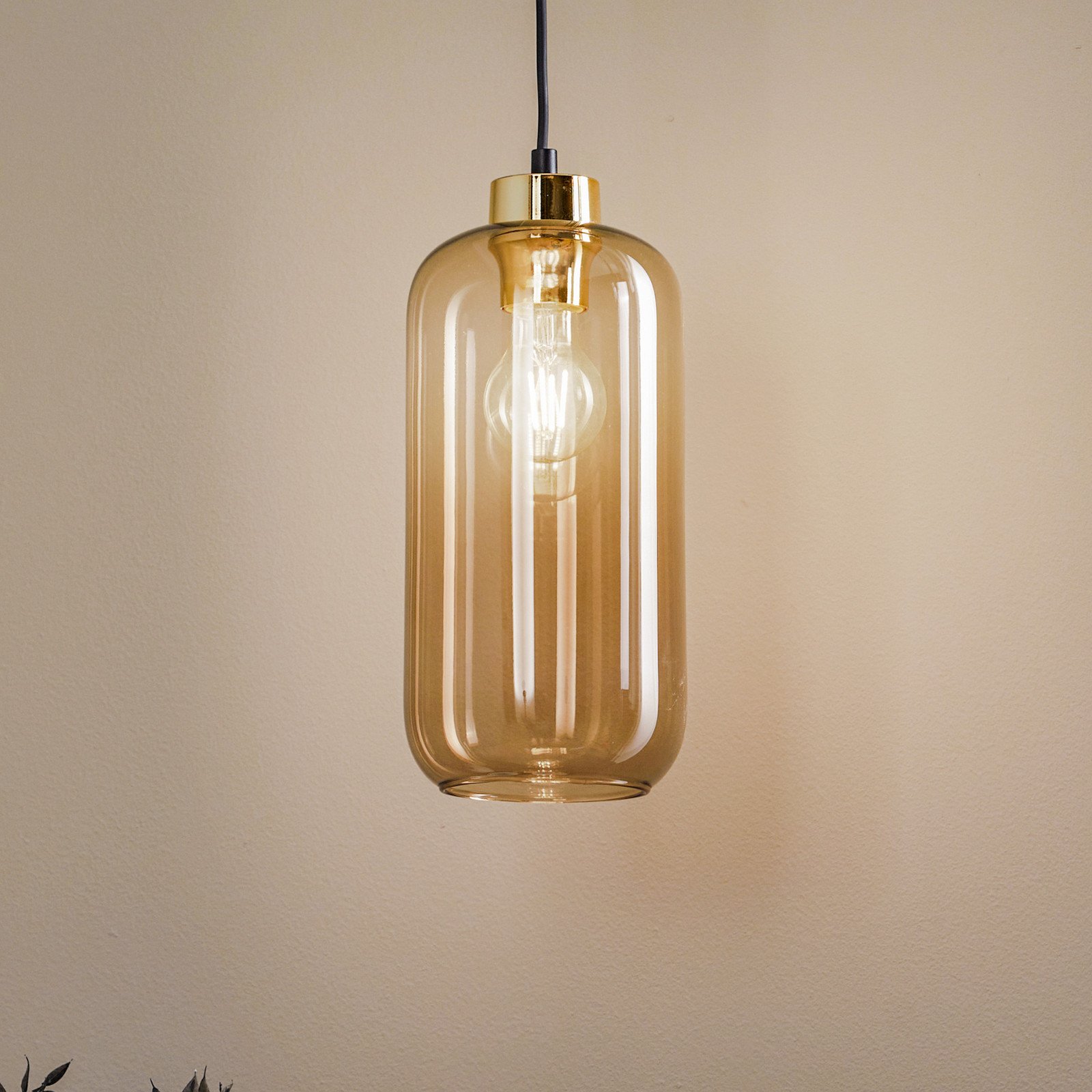 TK Lighting Lampă suspendată Marco Green 1 bec maro - Camera de zi / sufragerie - Modern - maro negru auriu - Sticlă