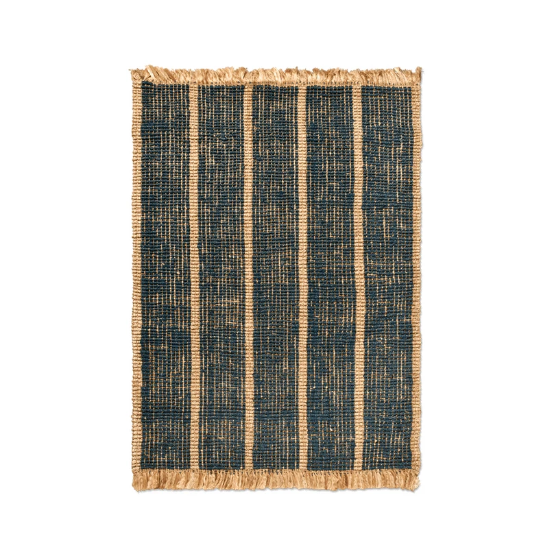 ferm LIVING – Athens Stripes Matta 140×200 Natural/Ink Blue