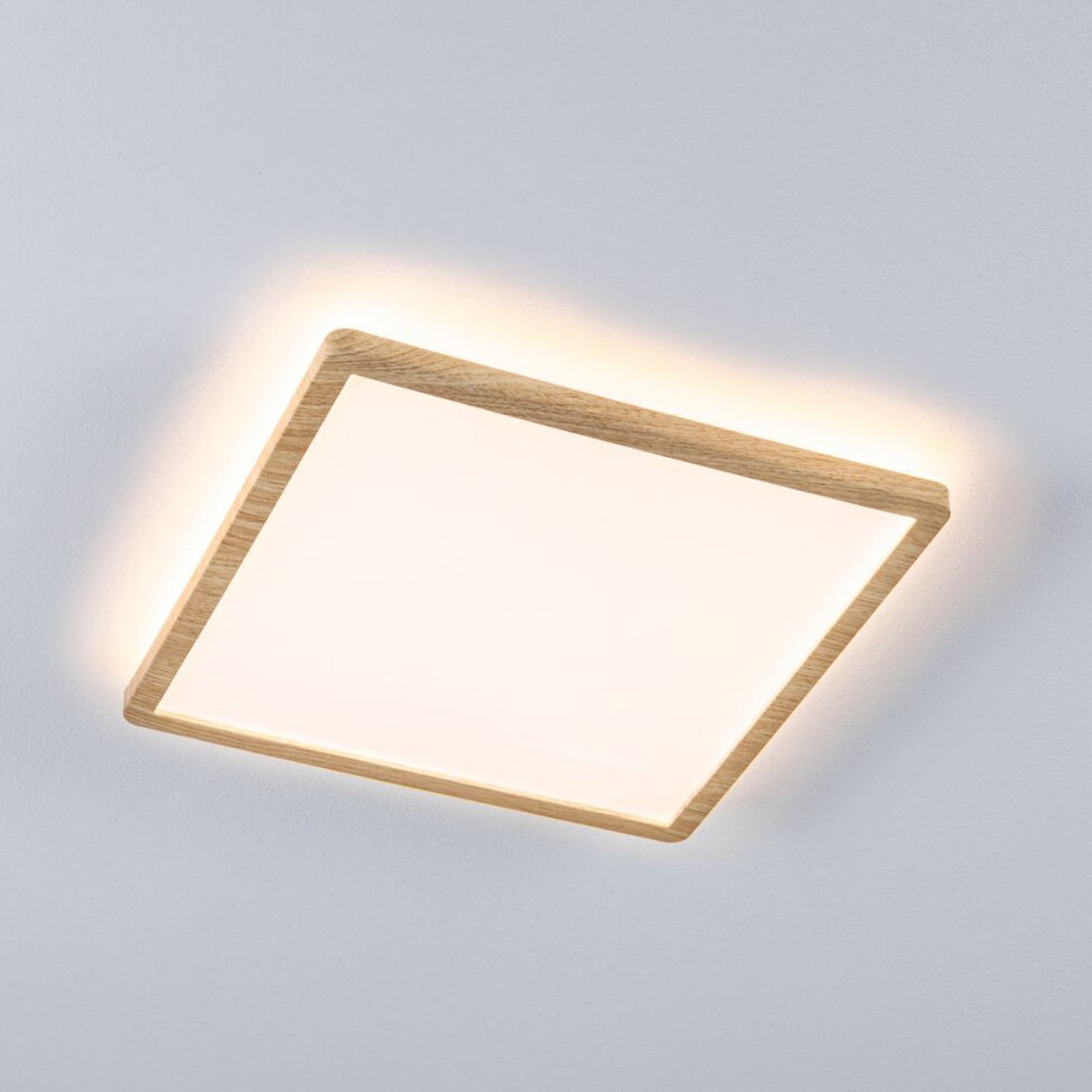 Panneau LED Paulmann Atria Shine 29 cm, finition bois, IP44, 3000 K,