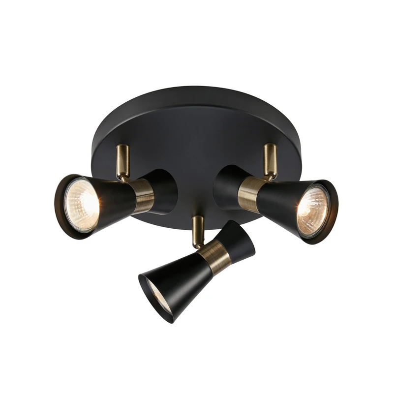 Markslöjd - Plafonnier en aluminium, à 3 lampes, noir/laiton