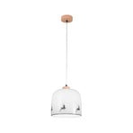 KOLARZ Chalet hanging light, white/deer grey, Ø 25 cm, glass