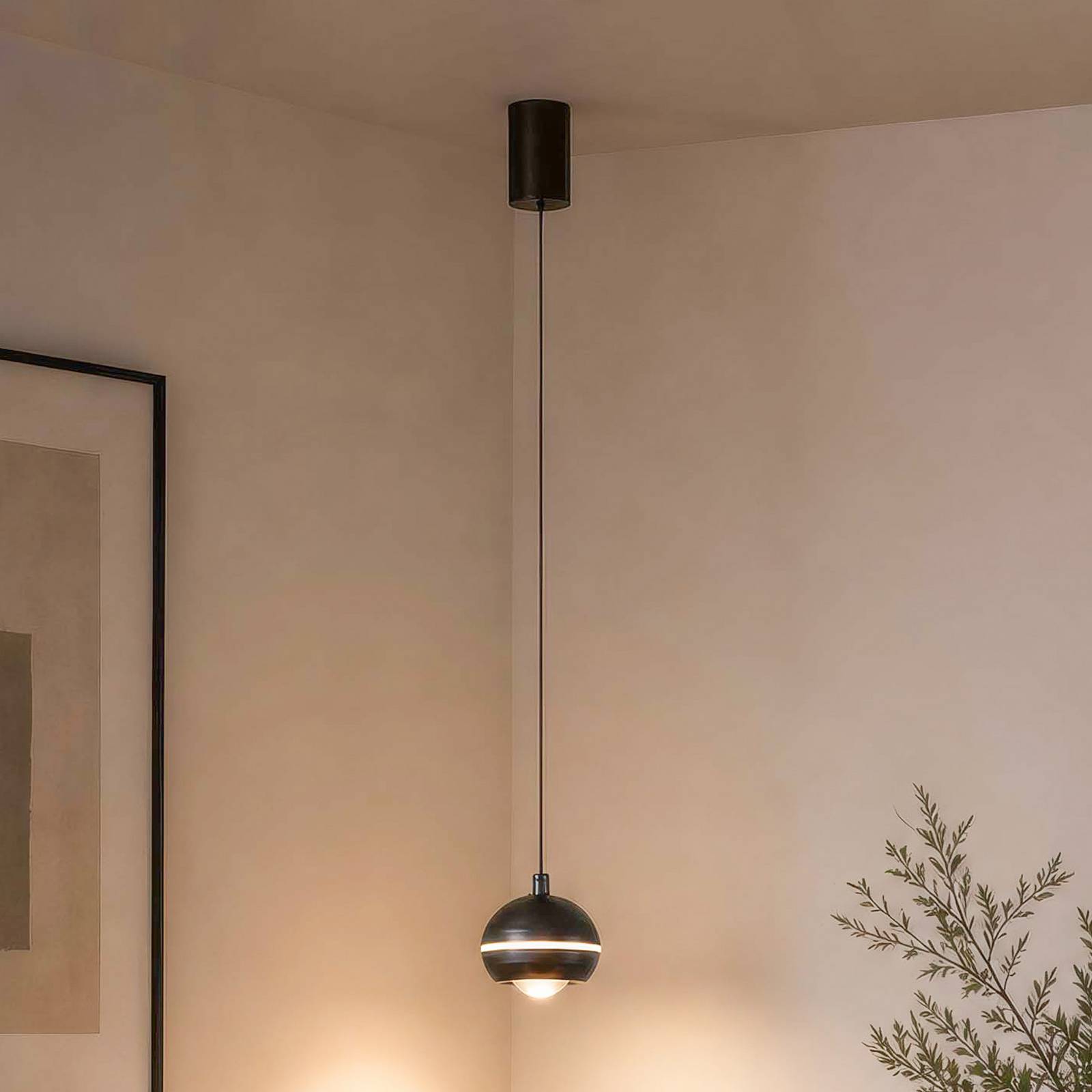 Żyrandol LED Meteor, 1-punktowy, nikiel czarny, metal, CCT