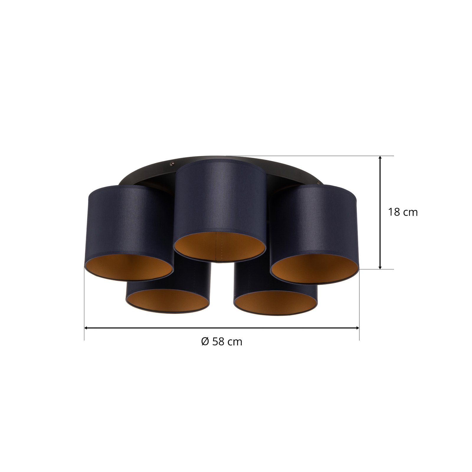 Lampa sufitowa Soho cylinder 5-pkt niebieska/złota