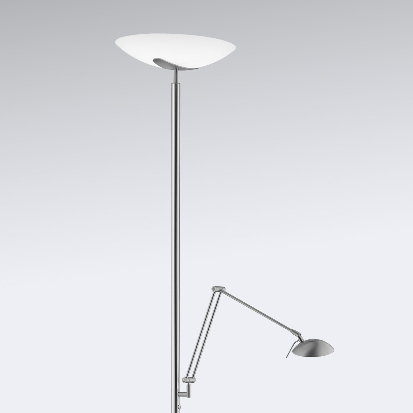 Lya LED подова лампа с лампа за четене в никел-хром