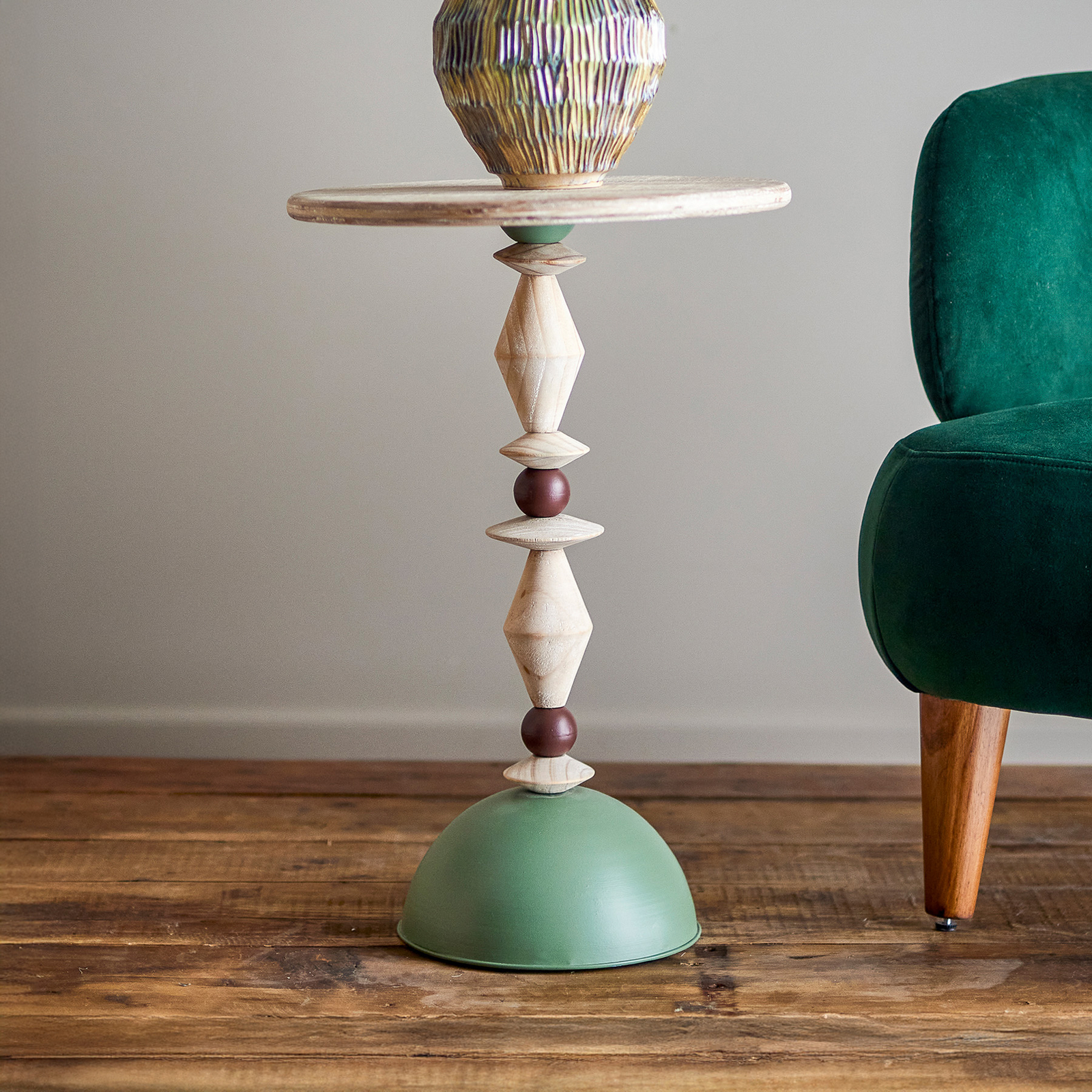 Table d'appoint Mannelli, vert/bois clair, 60 cm - Bloomingville