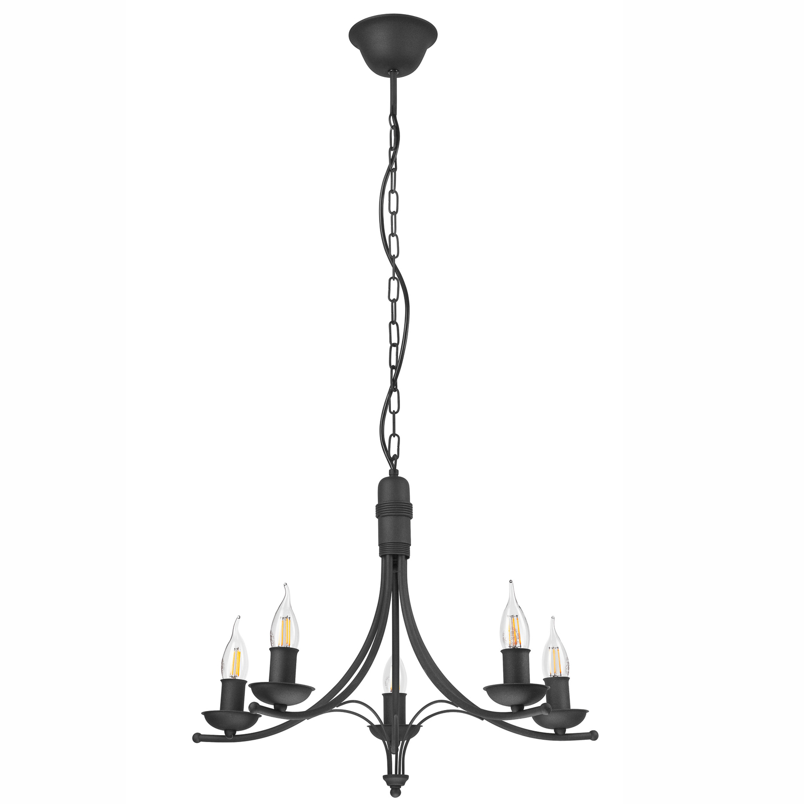 Kandela chandelier, five-bulb, black