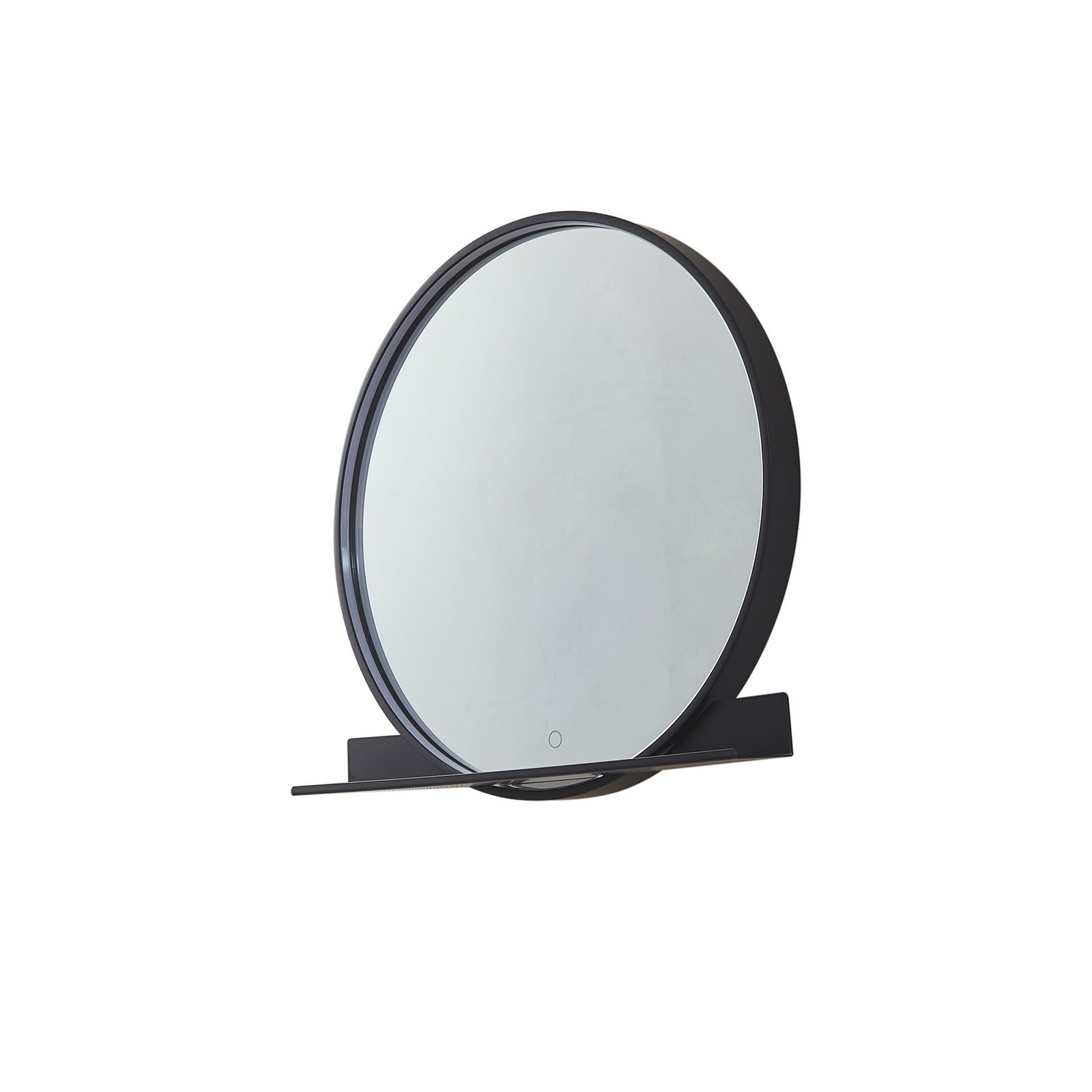 Lucande LED-Spiegel Miren, schwarz, Aluminium, CCT, Ablage