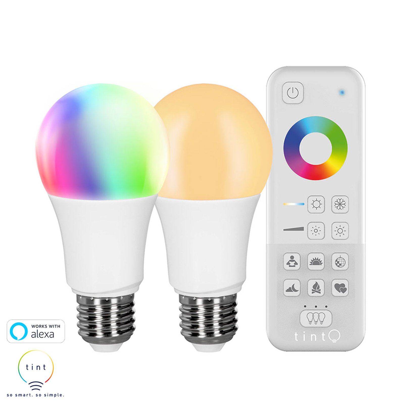TINT Muller Light tint white+colour Set 2xE27+Control, E27, 9.5 W, energy efficiency: A+, L: 12 cm