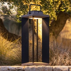 Solcellelanterne Teckalu, aluminium sort, 65,5 cm