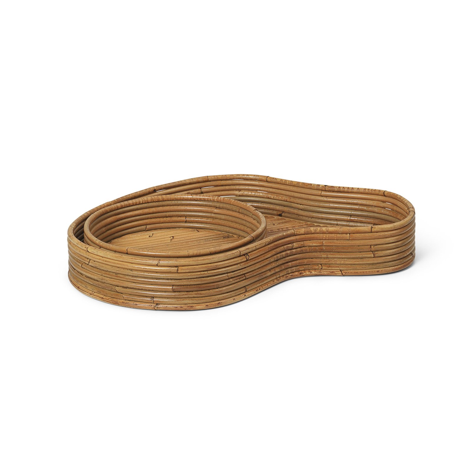 ferm LIVING tray Isola, rattan, handmade, 2 pieces