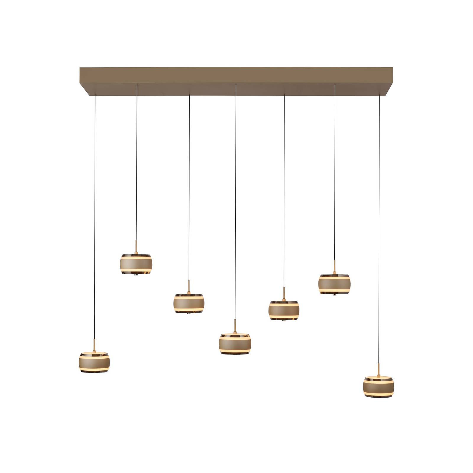 LED-Hängelampe PURE Falling Rings, bronze Länge 132 cm 7-fl.