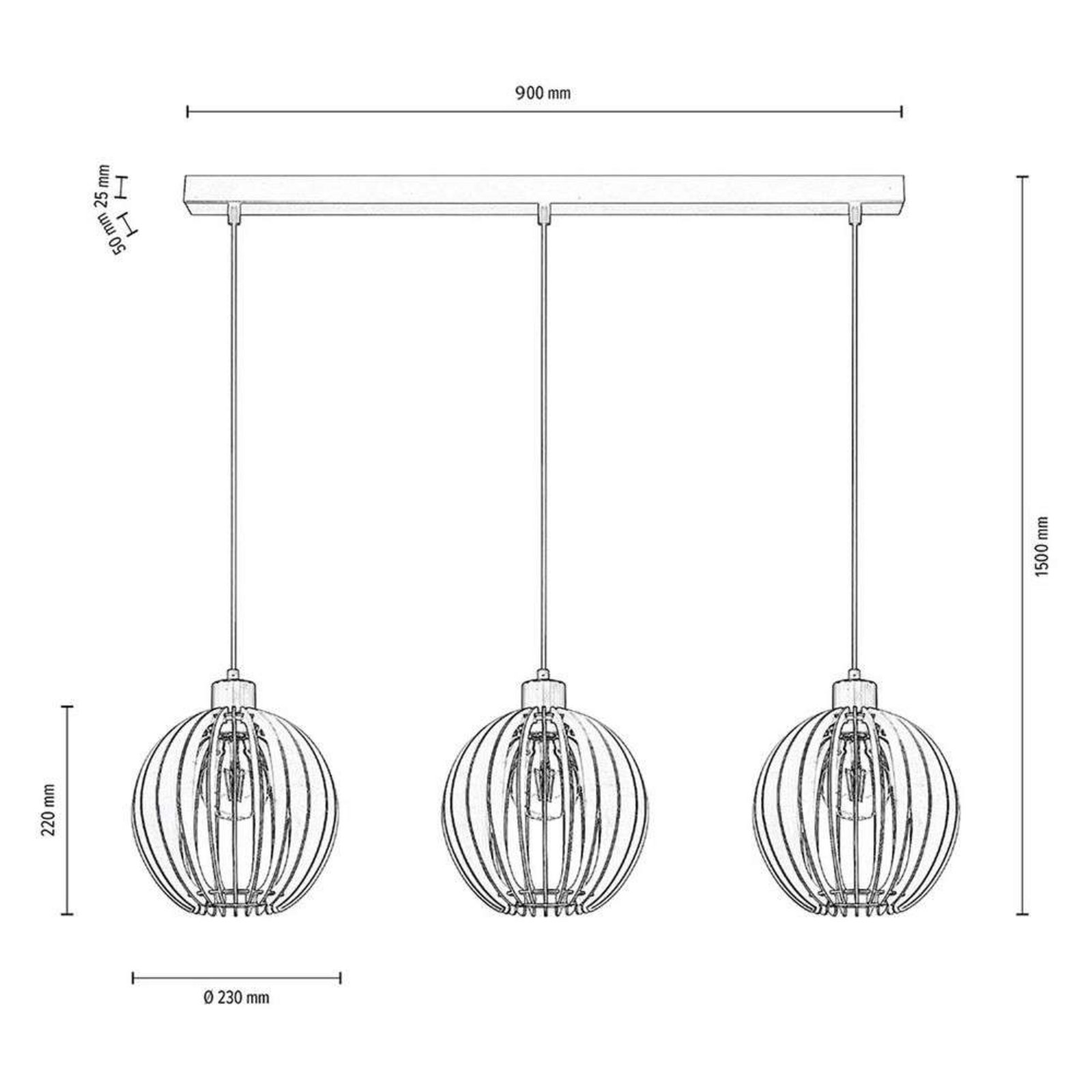 Clay 3 Lustră Pendul Black/Wood - Envostar