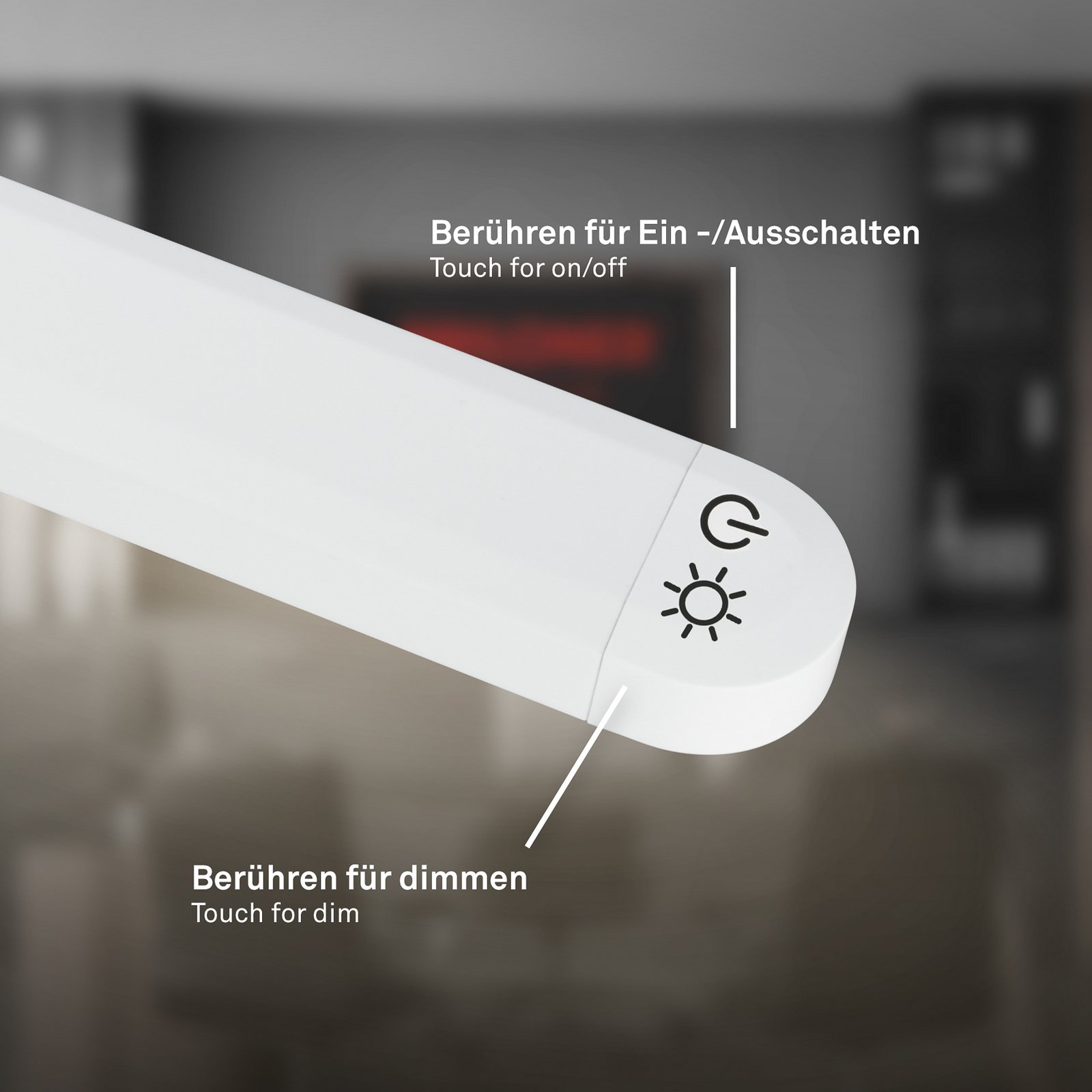 LED-lattiavalo Mura, valkoinen, korkeus 170 cm, metalli, kosketusohjain