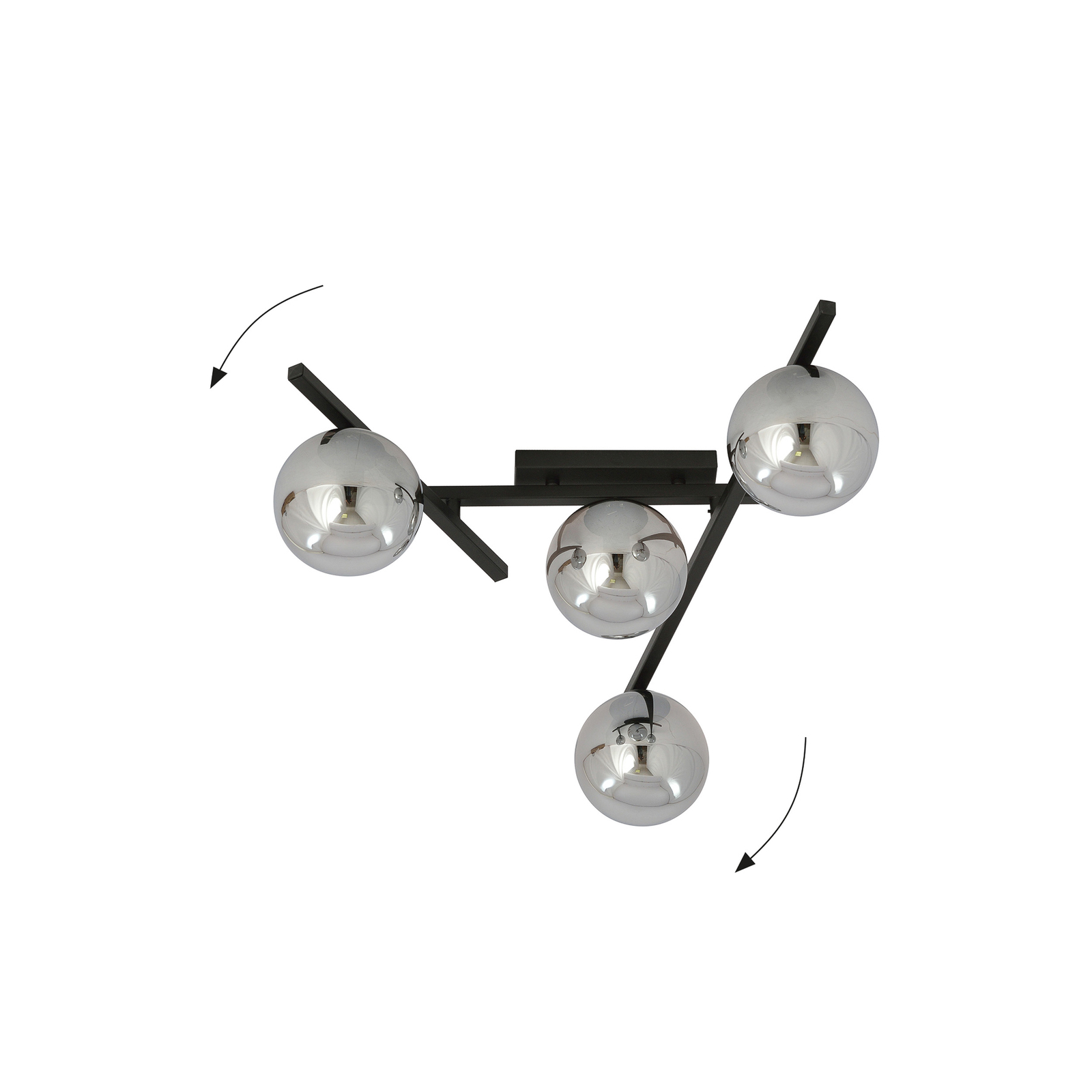 Plafonnier Smart, noir/graphite, à 4 lampes