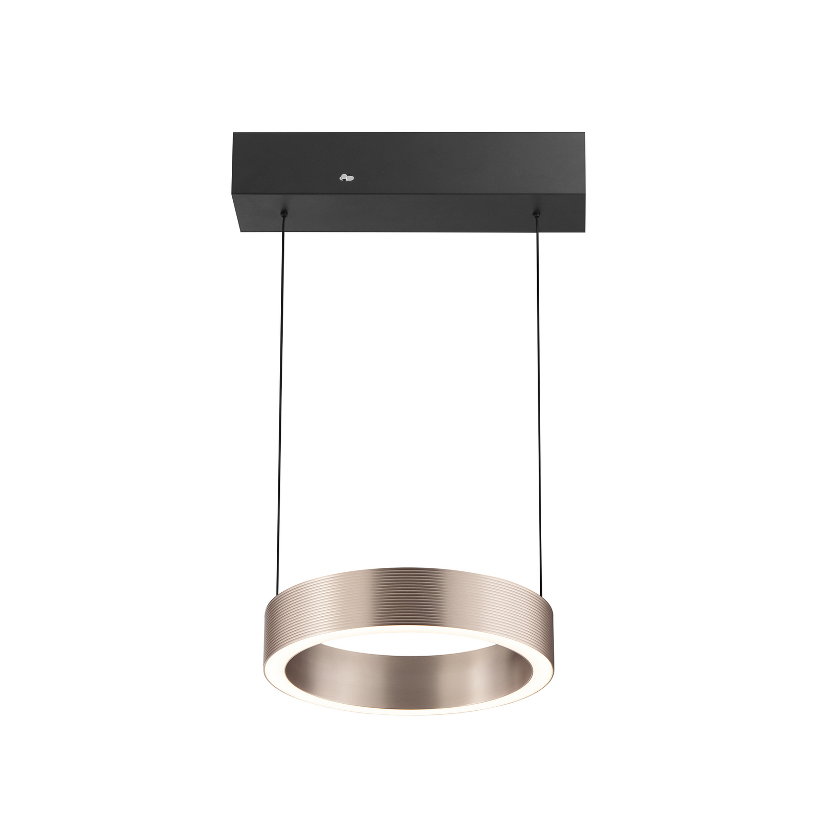Lampada LED a sospensione Axion, nera/marrone, lunghezza 32 cm, CCT Lampada LED a sospensione Axion, nera/marrone, lunghezza 32 cm, CCT