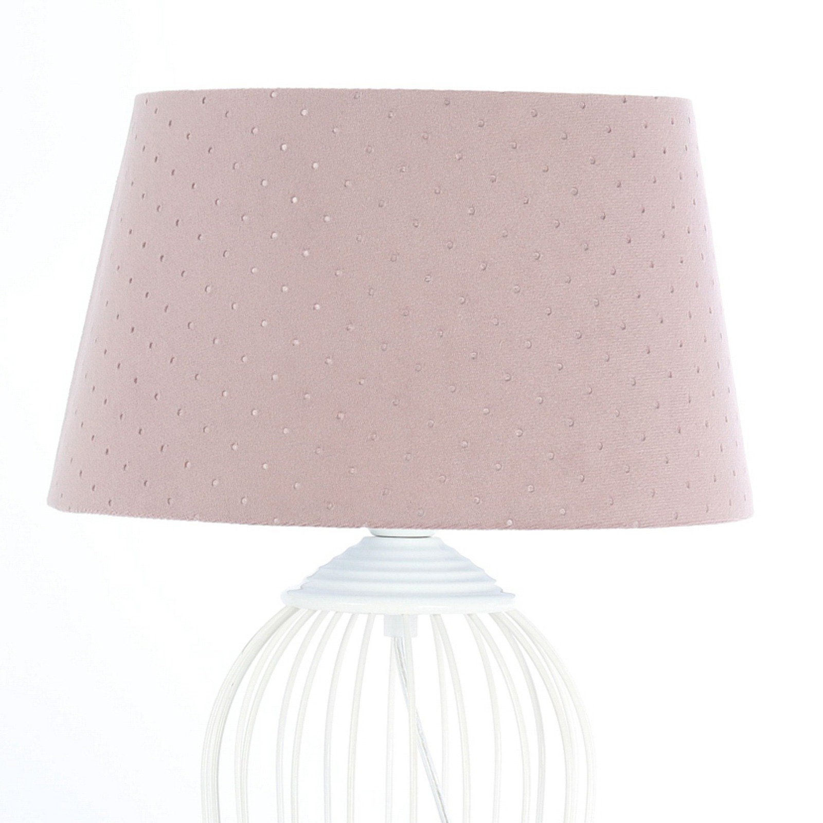 Tafellamp Rosabelle met voet in kooivorm, roze