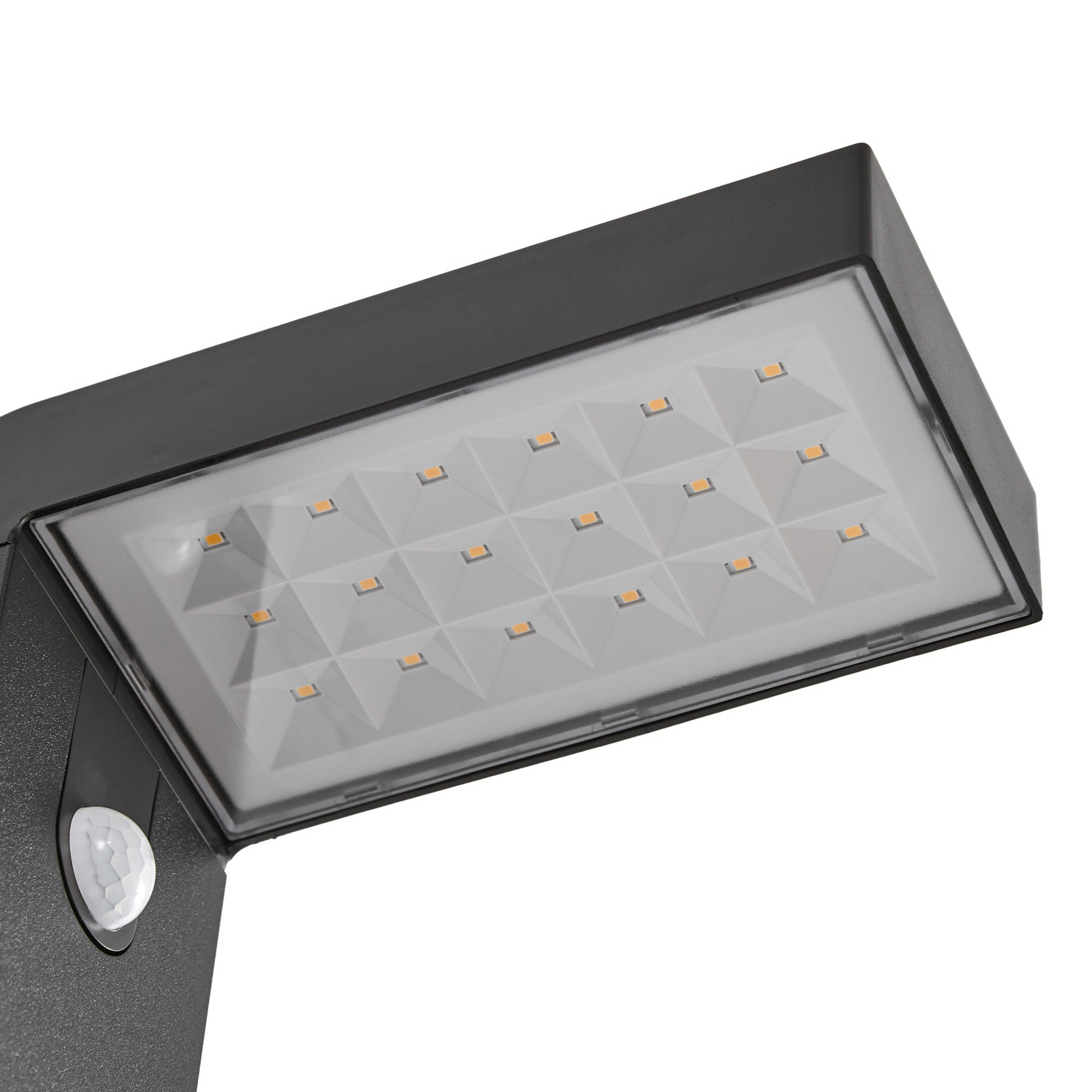 Prios LED-päikesepaneeliga seinavalgusti Aurino, must, andur, IP44