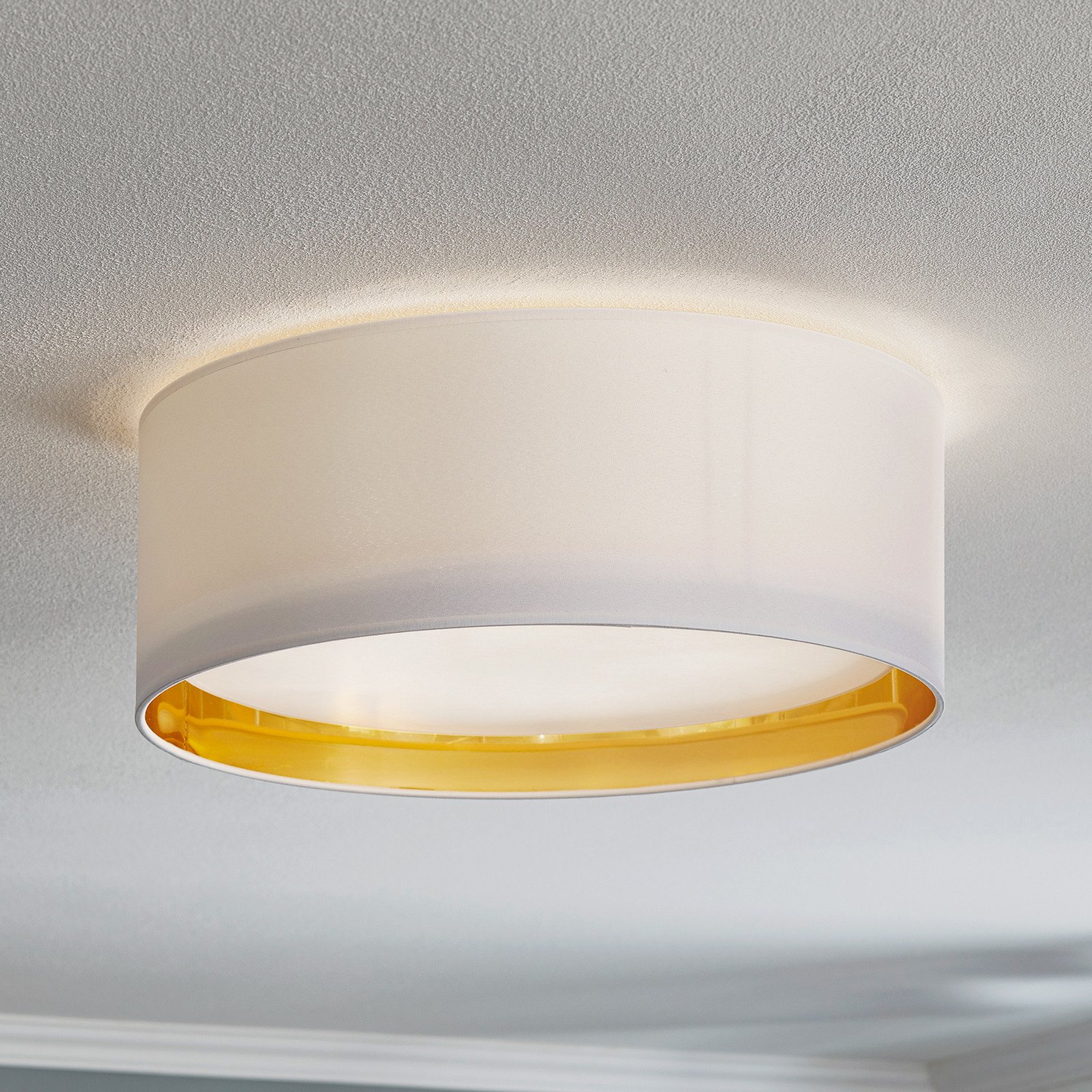 TK Lighting Plafonieră Bilbao alb/auriu Ø 45 cm - dormitor - modern - alb auriu - Țesătură / Textil