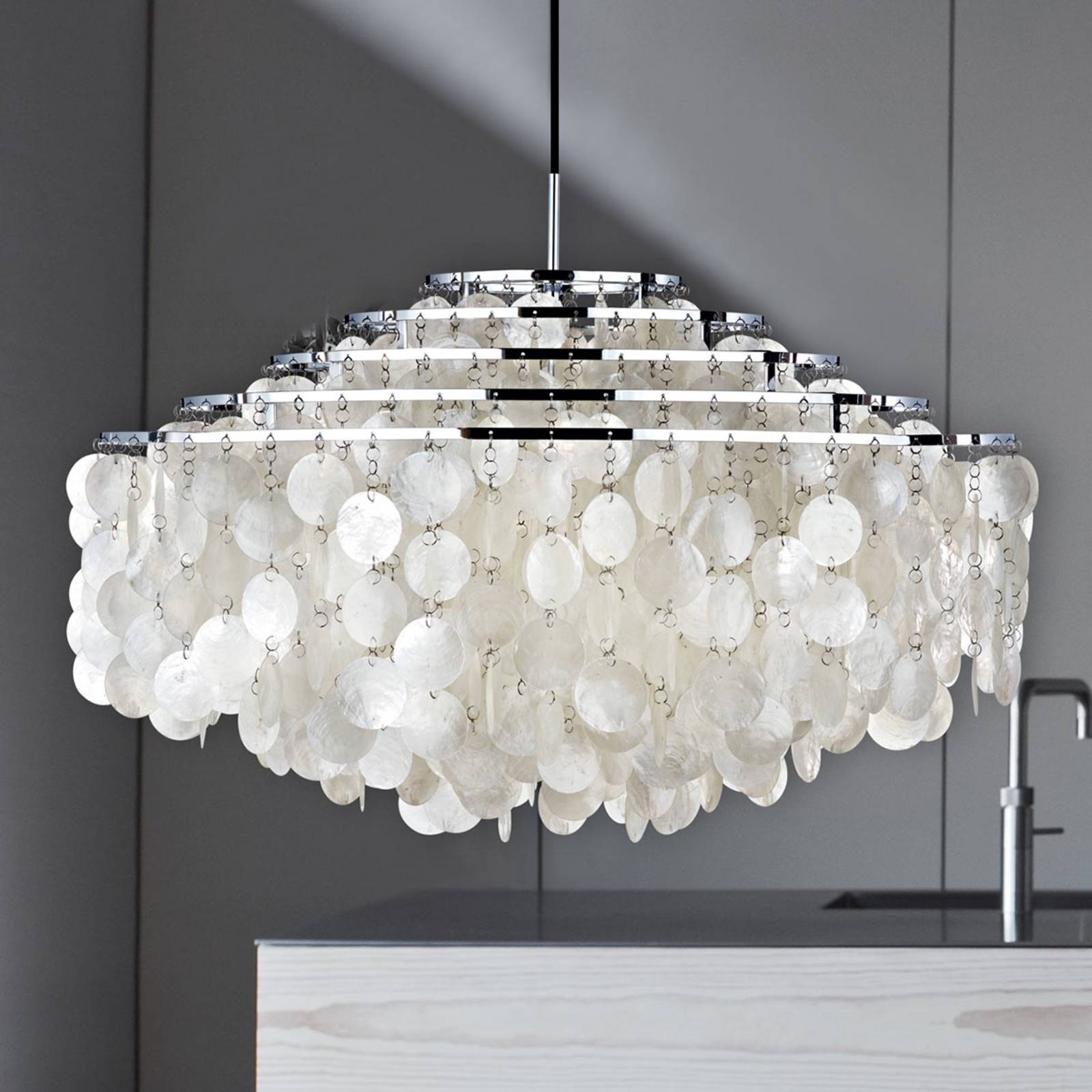 Lampa wisząca VERPAN Fun 11DM, chromowana, perłowa