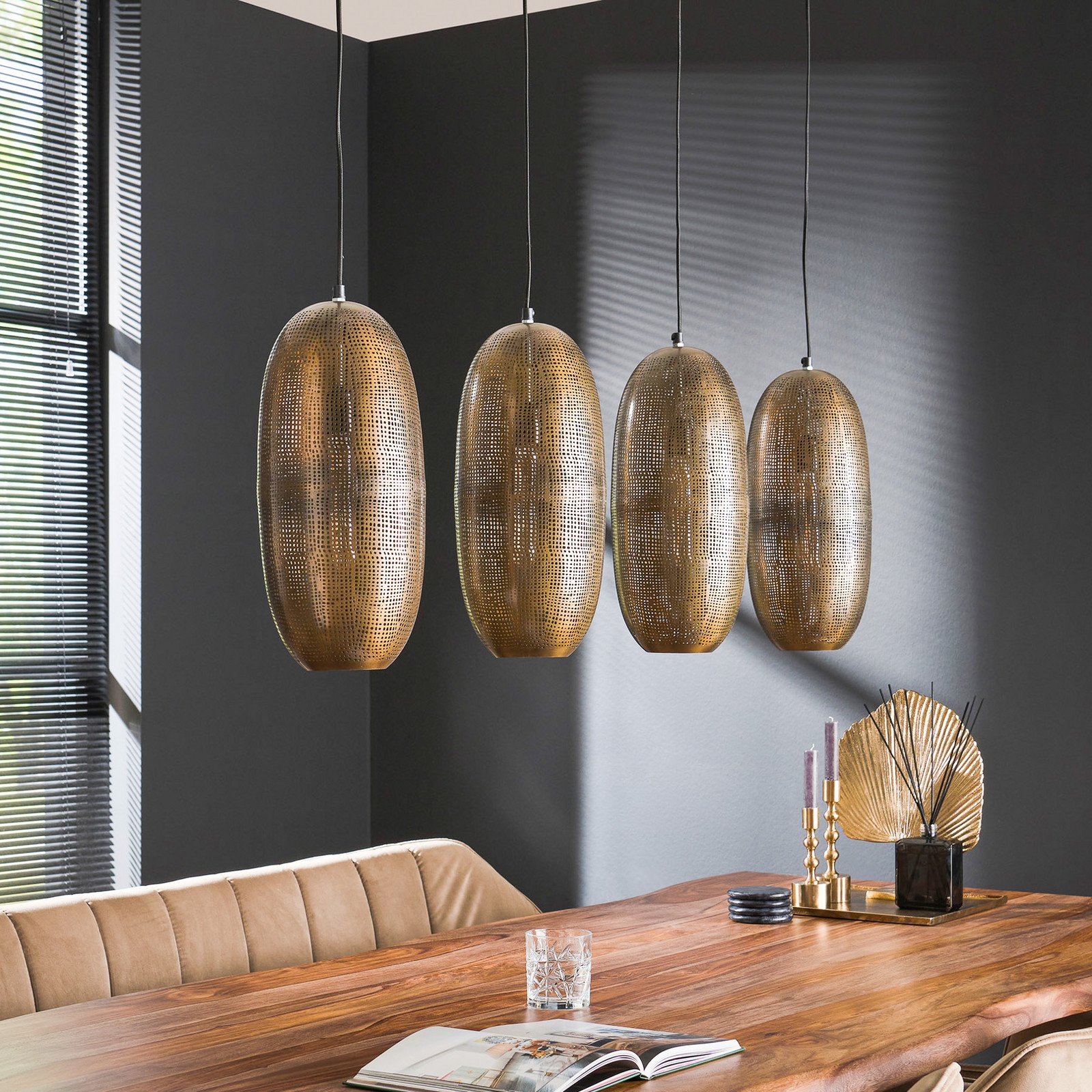 Zijlstra Suspensie Cosima 4 lumini liniară bronz antic - Camera de zi / sufragerie - design - bronz antic negru - Metal