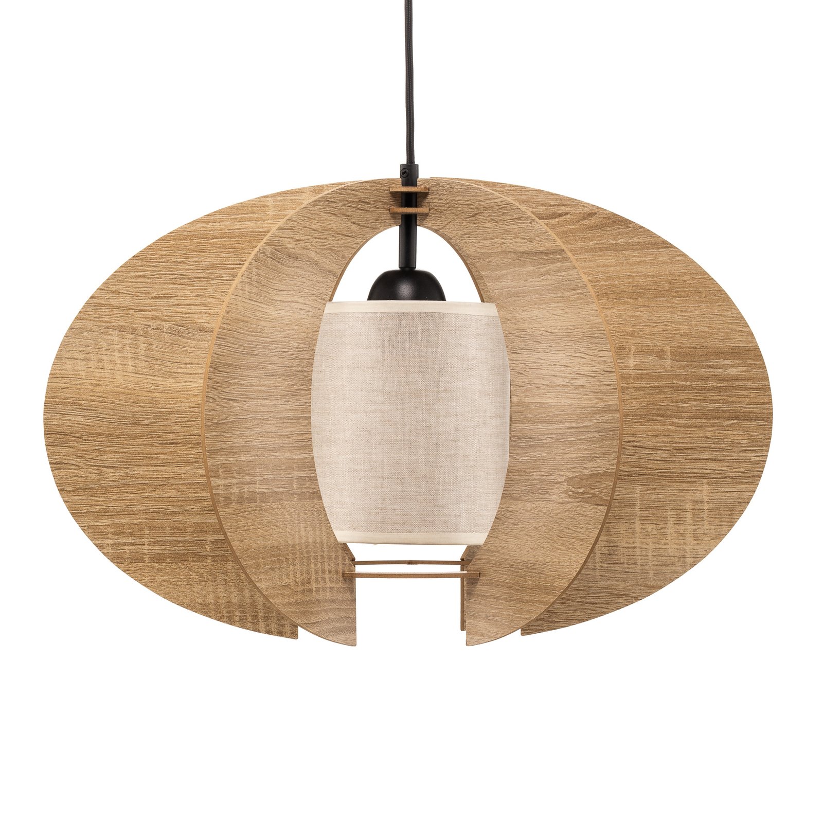 Lampa wisząca Modern C drewniane listwy, Ø 50 cm