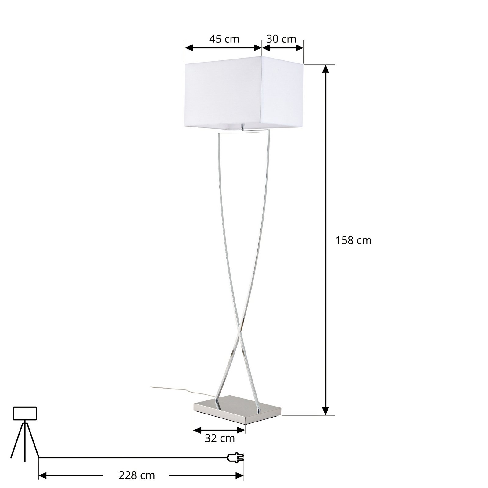 Evaine Lampadaire Chrome/White - Lucande