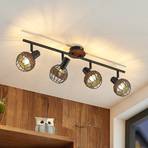 Lindby Nermina rotan-spot, kooi, 4-lamps