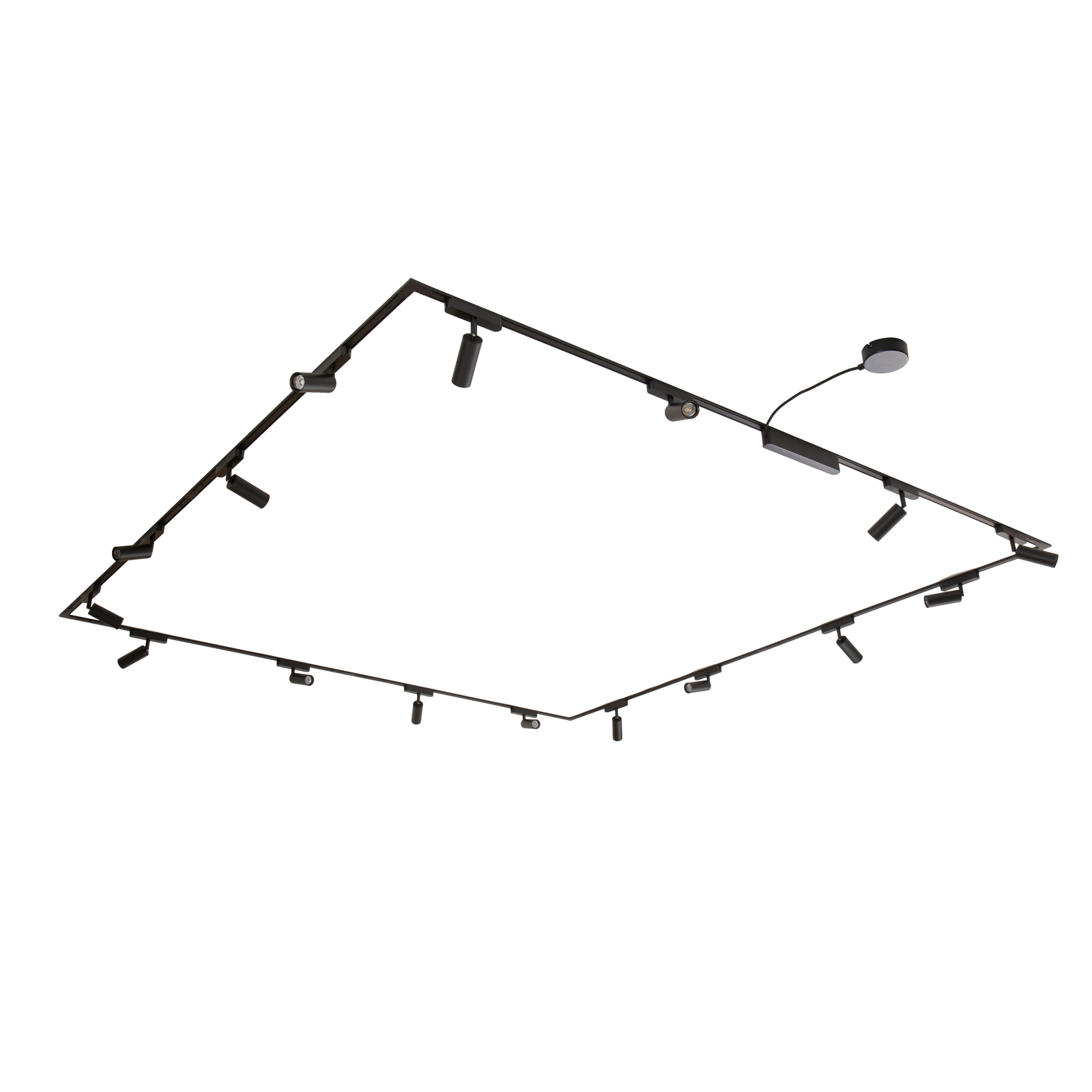 Lumaro track lighting system, spots, 16-light black, Ø4cm, 48 V