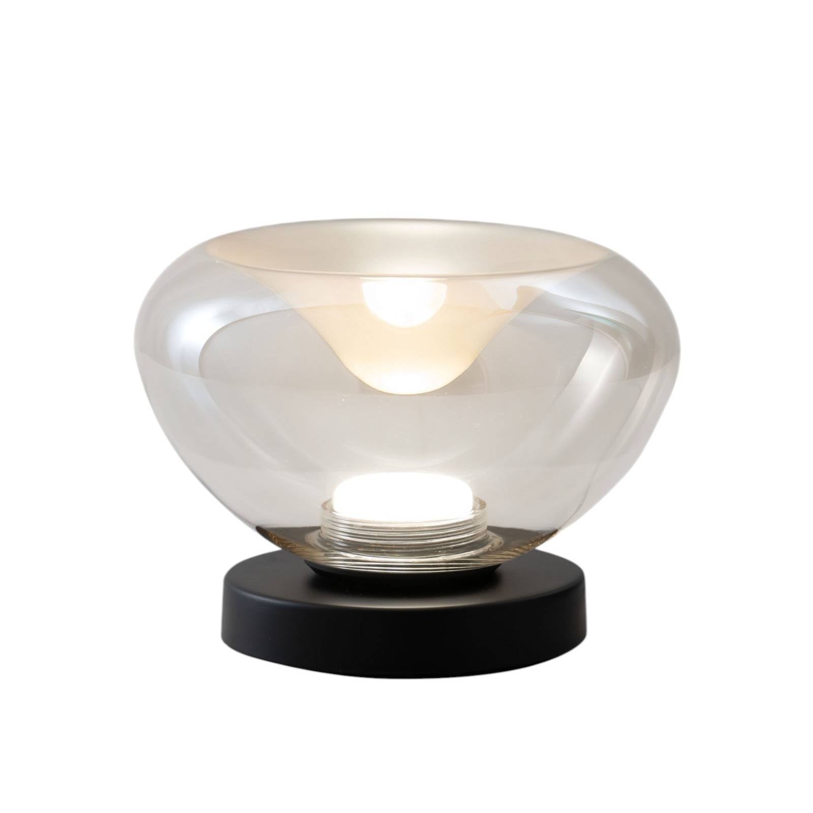 LED-Tischlampe Brena, cognac, Glas, 15 cm hoch, CCT, dimmbar