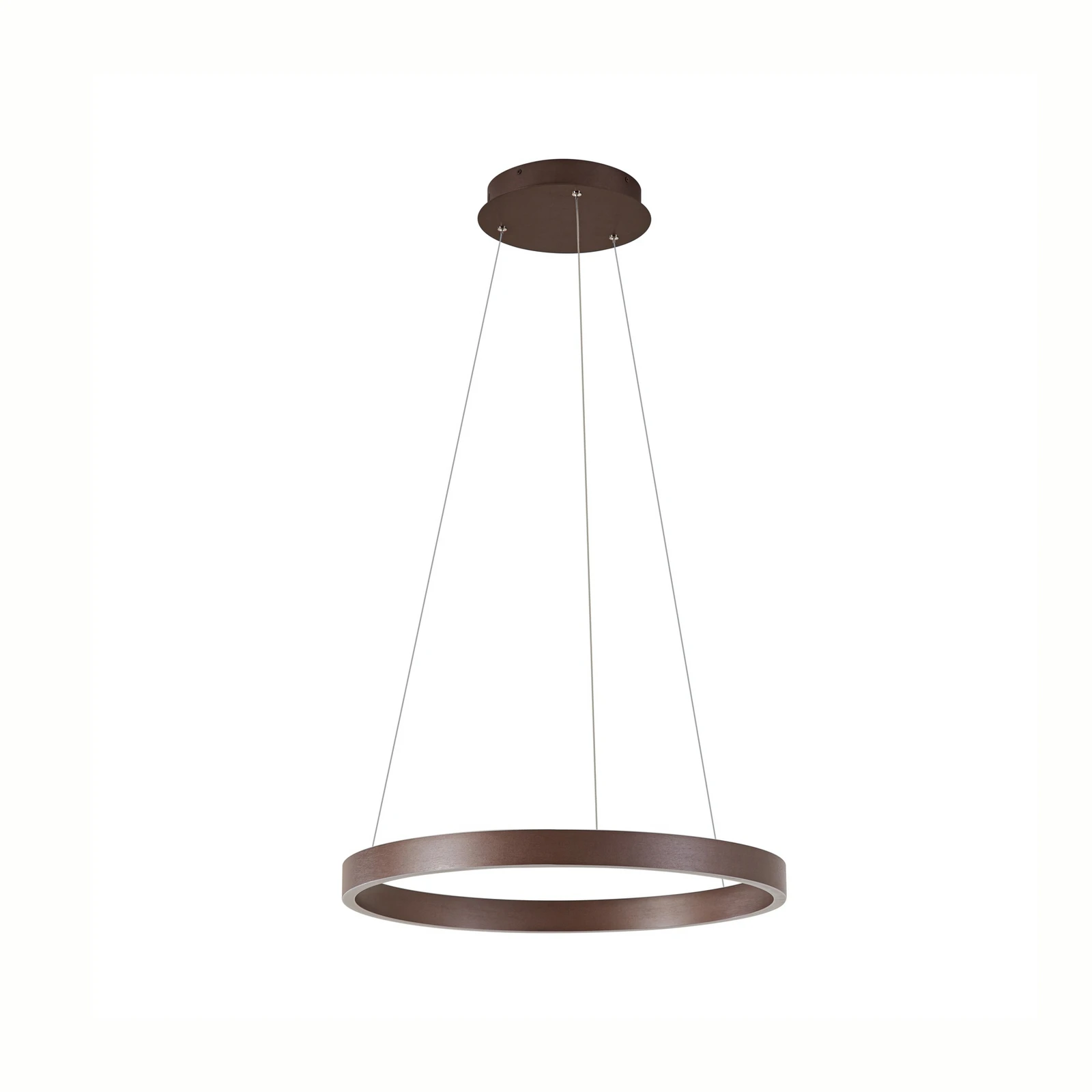 Lámpara colgante LED Lucande Yonam, Ø 60 cm, 1 luz, marrón, CCT