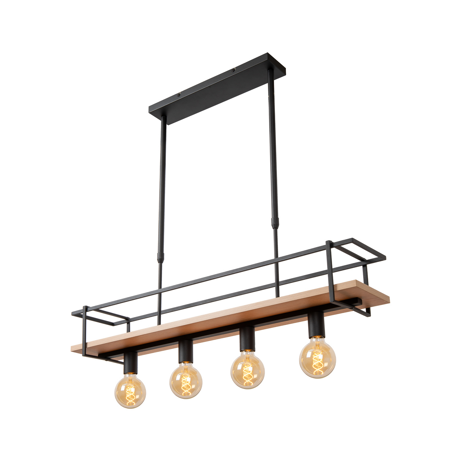 Hängelampe Milonga, schwarz, Länge 100 cm, Metall/Holz