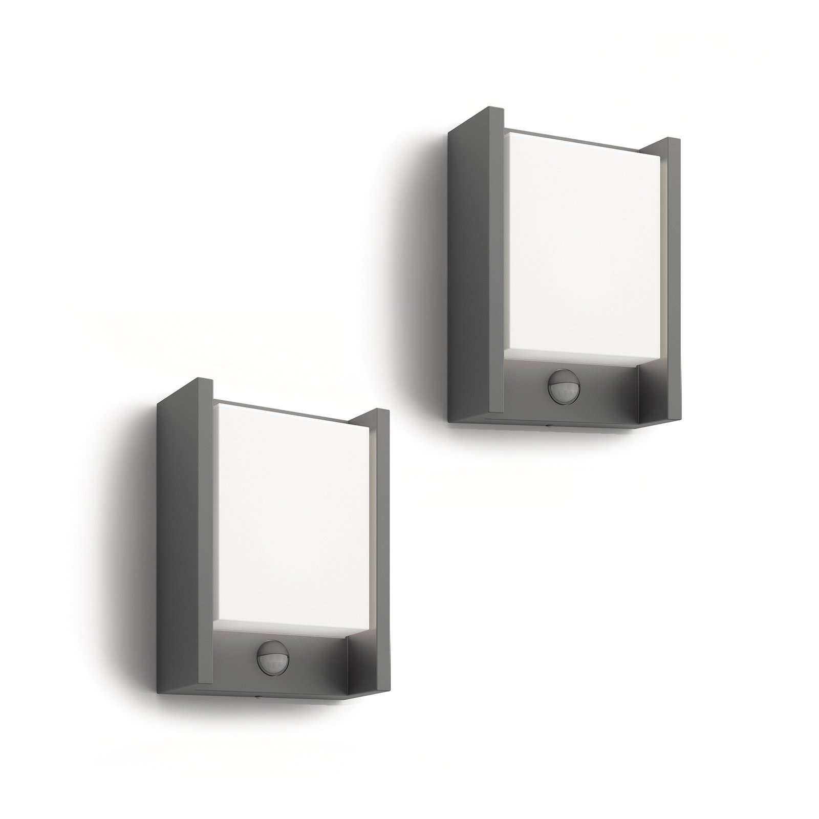 Philips LED стенна лампа Arbour UE, комплект от 2 броя, сензор, 2700 K