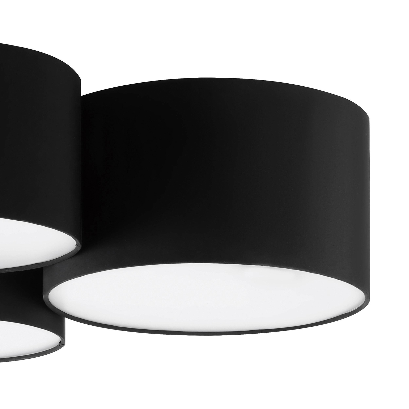 Loftlampe Pastore 2, længde 61 cm, sort, 3 lyskilder, stof