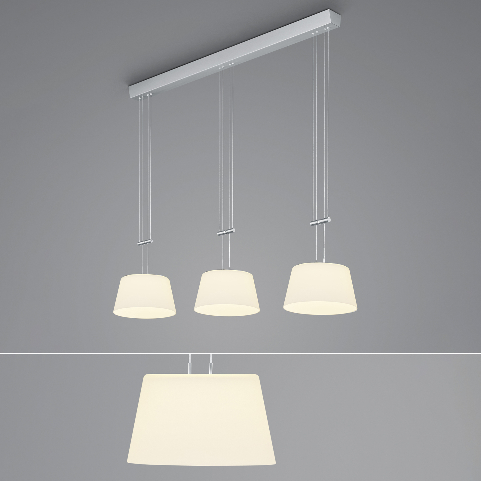 BANKAMP LED hanglamp, 3-lamps, nikkel